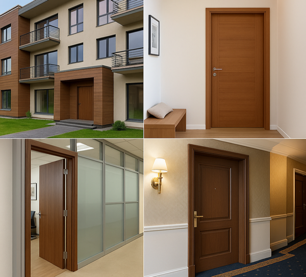 WPC door frame applications by Nirmaan Groups – homes, offices, hotels